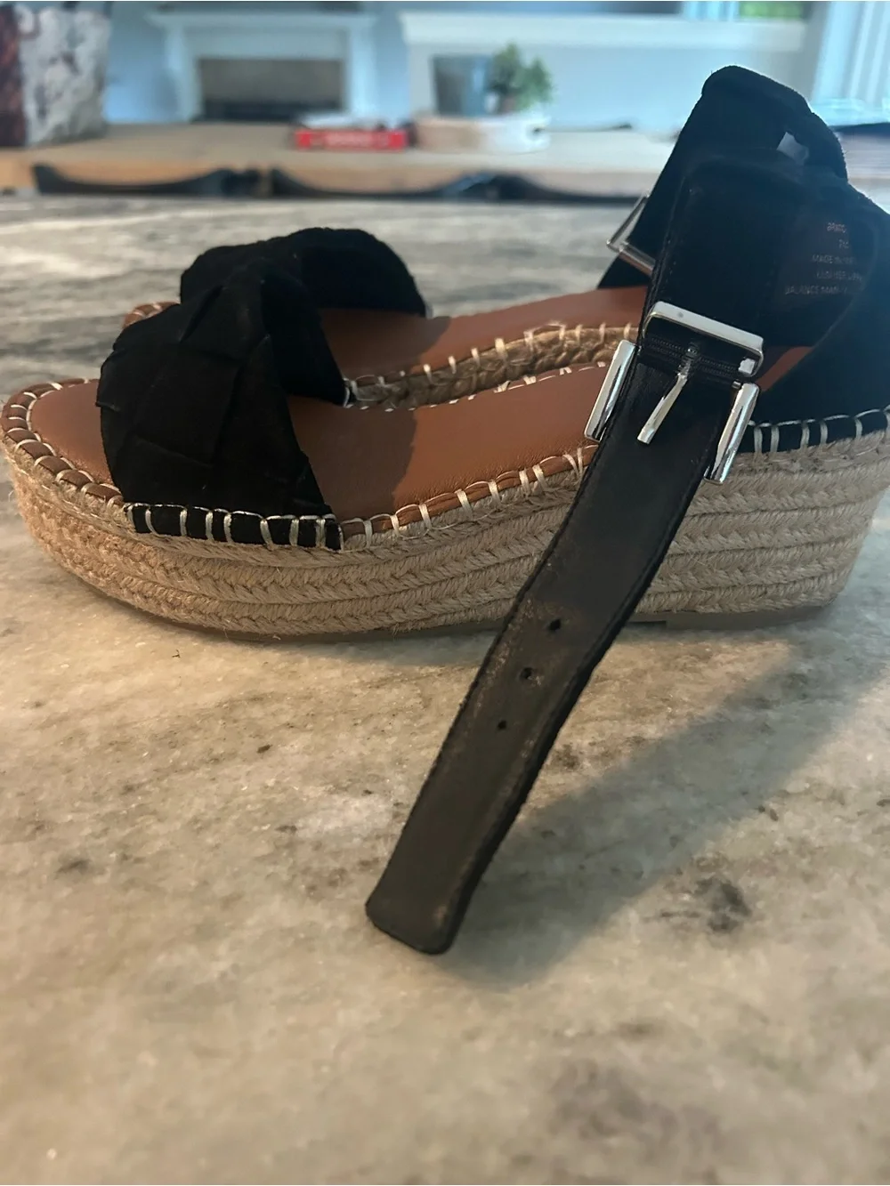 Michael by michael Shannon Black Espadrille Platform Sandals  size 7